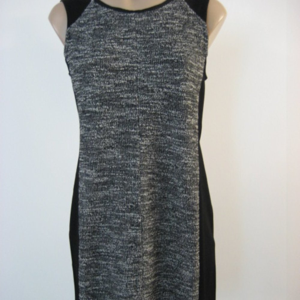 EILEEN FISHER Black Tweedy Ponte Stretch Dress L